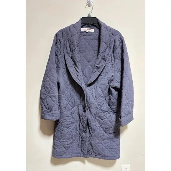 Free People Women's XS Oversized Gray Quilted Happy Day Dreamer Jacket - Picture 2 of 13